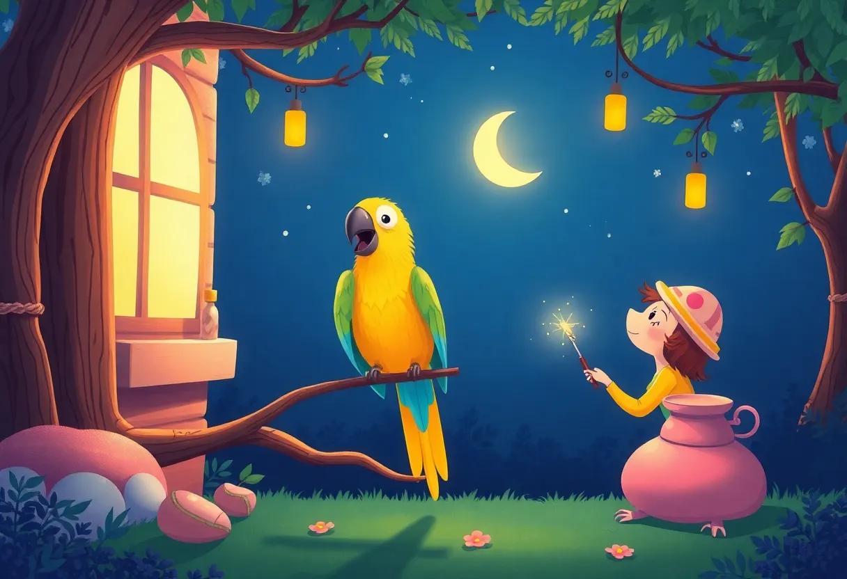 The Parrot's Joyful Serenade Before Sleep