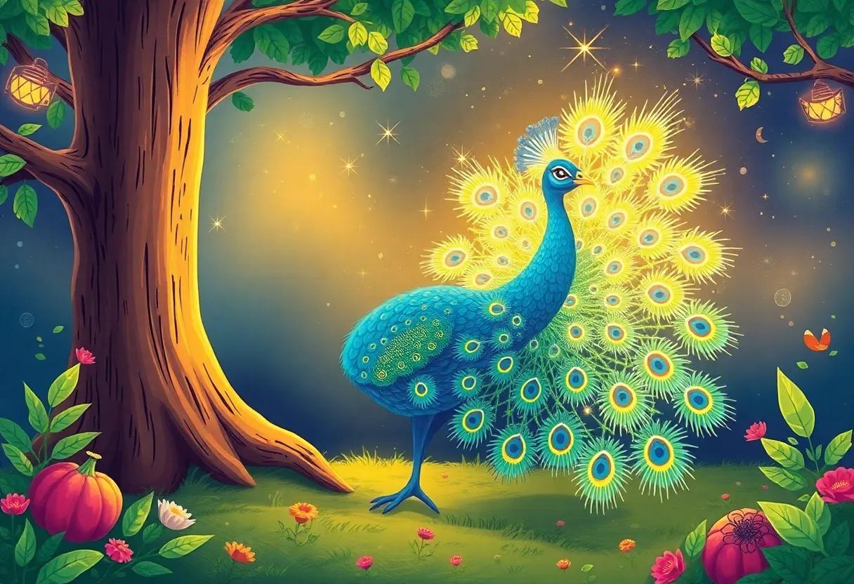 The ​Peacock's⁤ Sparkling Plumage and⁢ Its Magical Glow