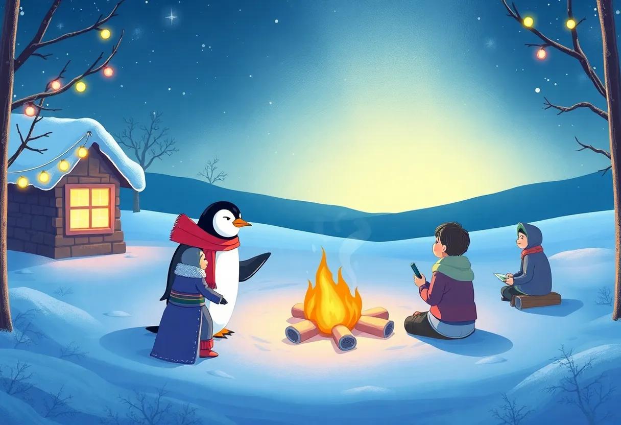 Families gathering Around Warm Fires Sharing Stories