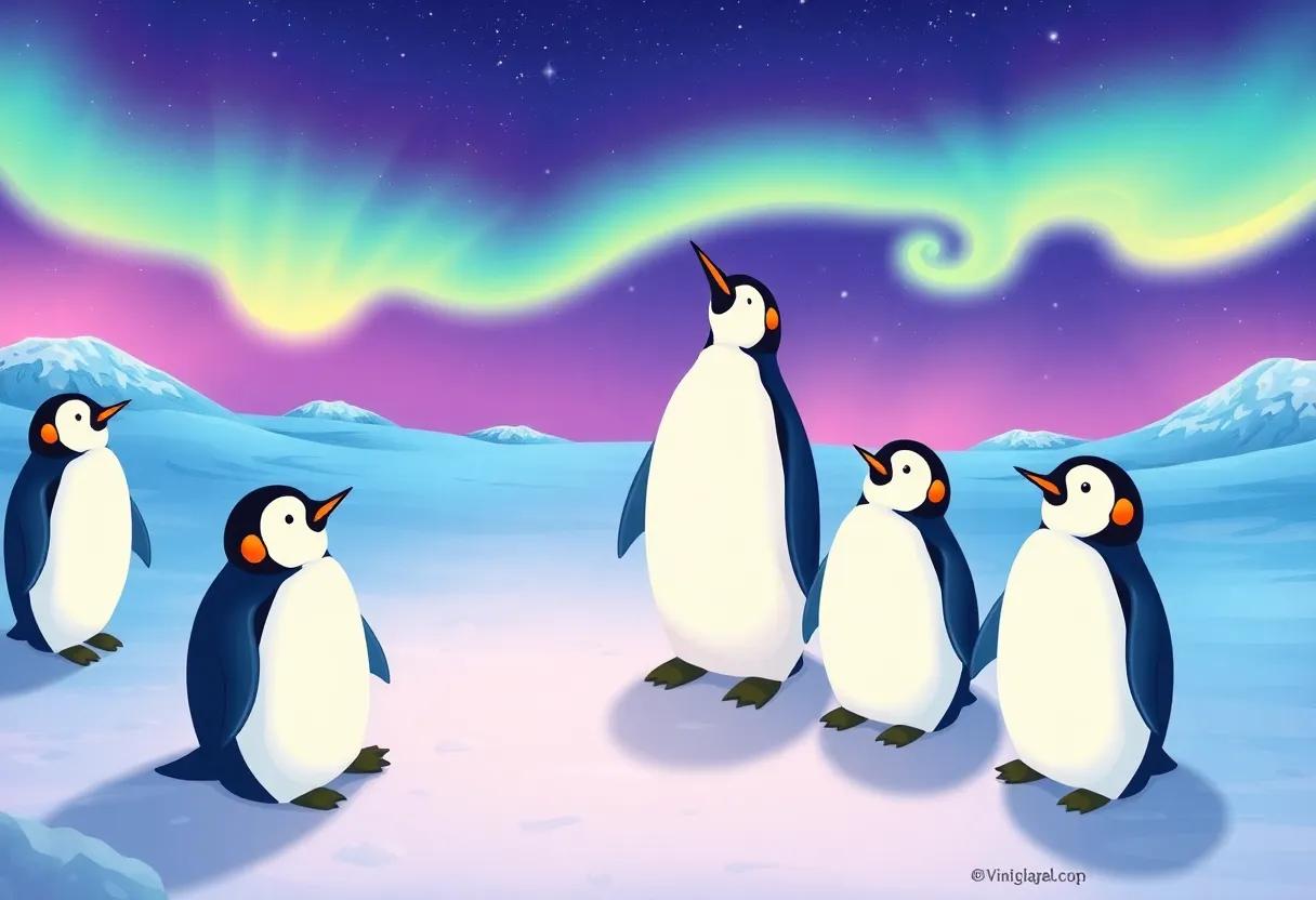 The heartwarming Penguin Choir Singing Beneath the Aurora