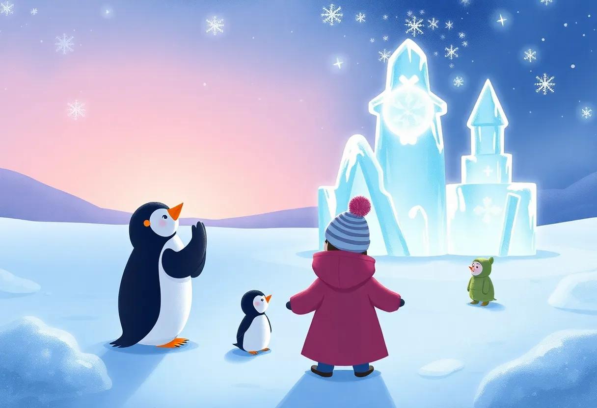 The Magical Glow of Ice Sculptures Dancing in the Snow
