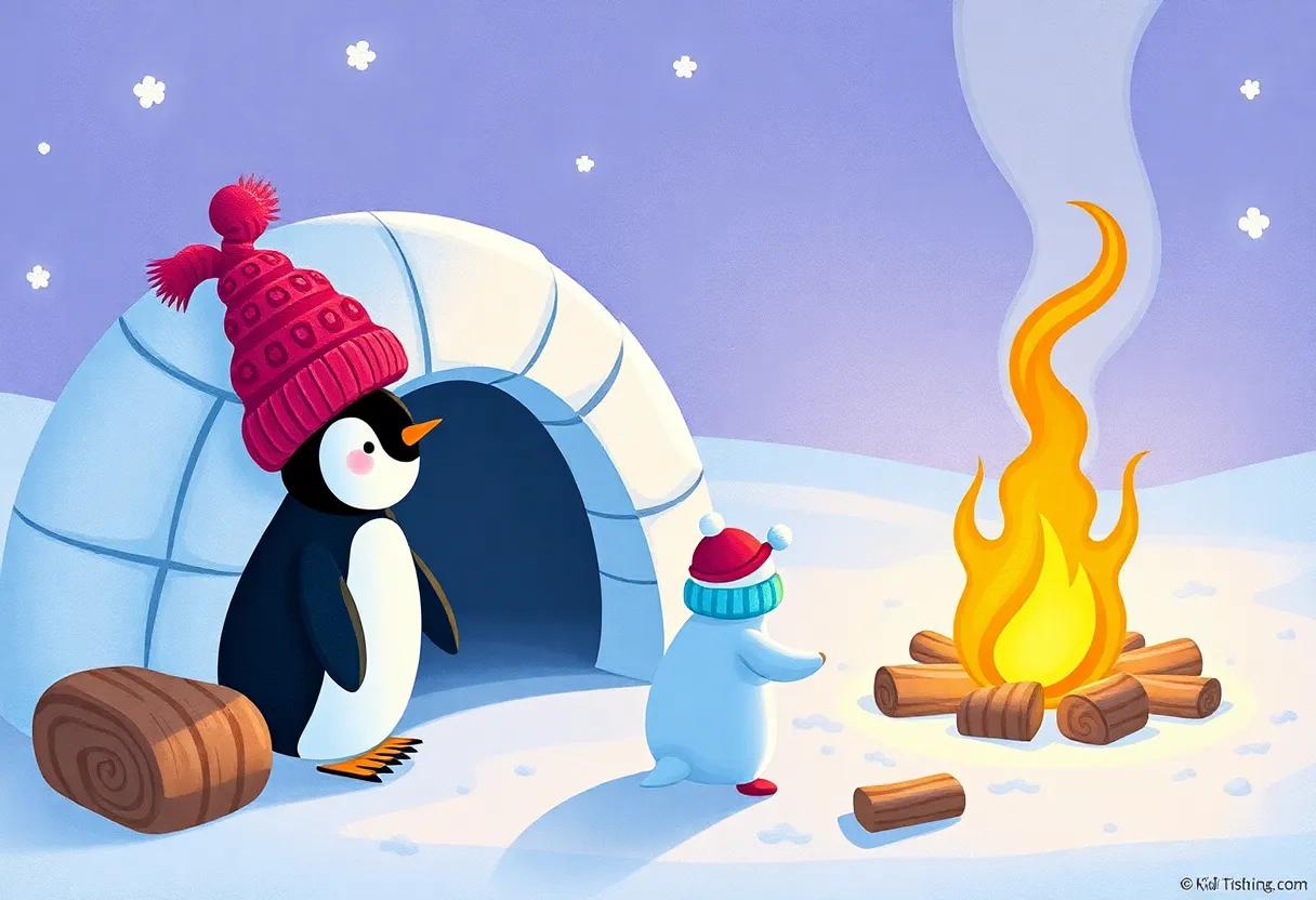 Sharing Warm Fish​ Treats Around the Crackling Snowfire