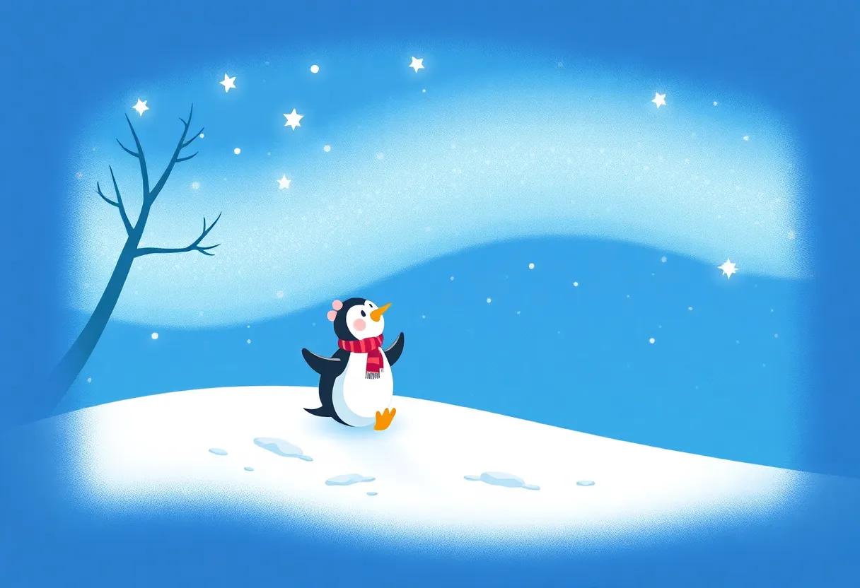 A Gentle Midnight Snowfall Under⁢ the ‍Starry Sky