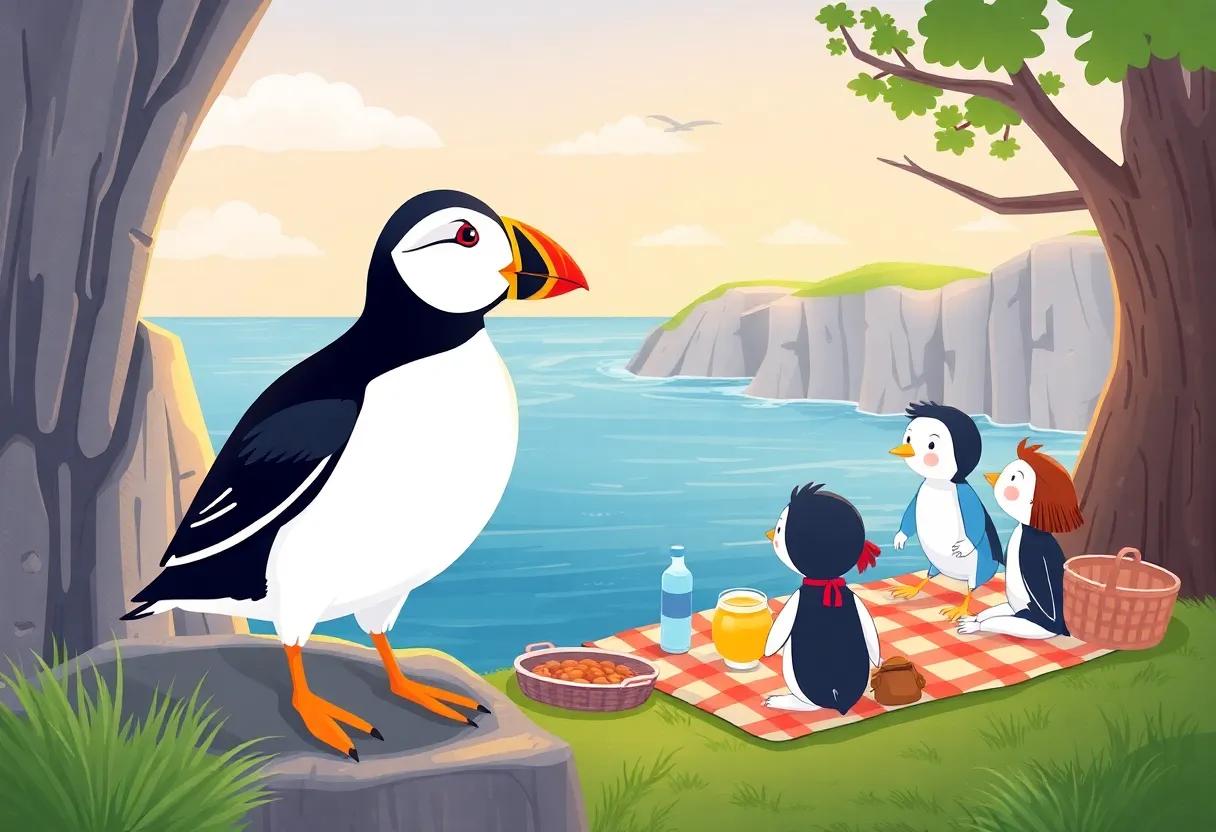 Friends Gather for a Cliffside Picnic Adventure