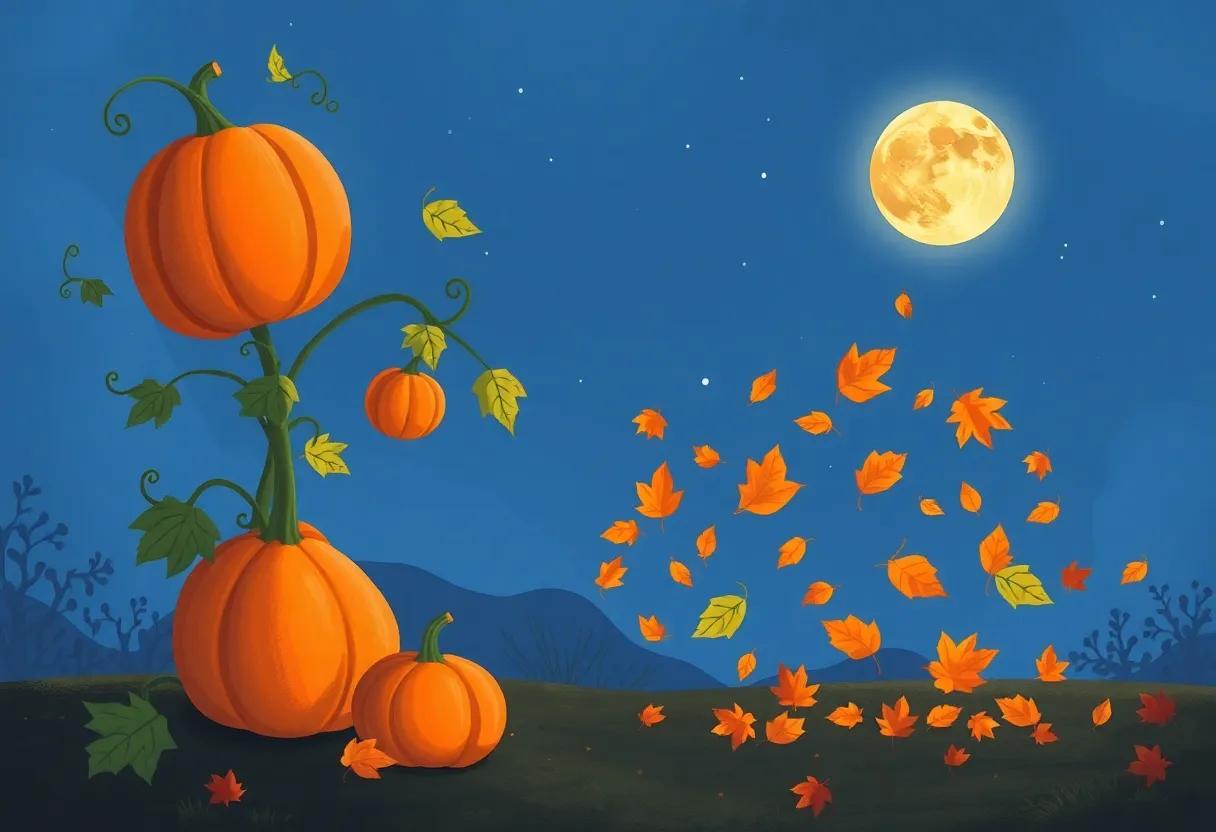 The Gentle Dance of Leaves Under the ​Harvest Moon