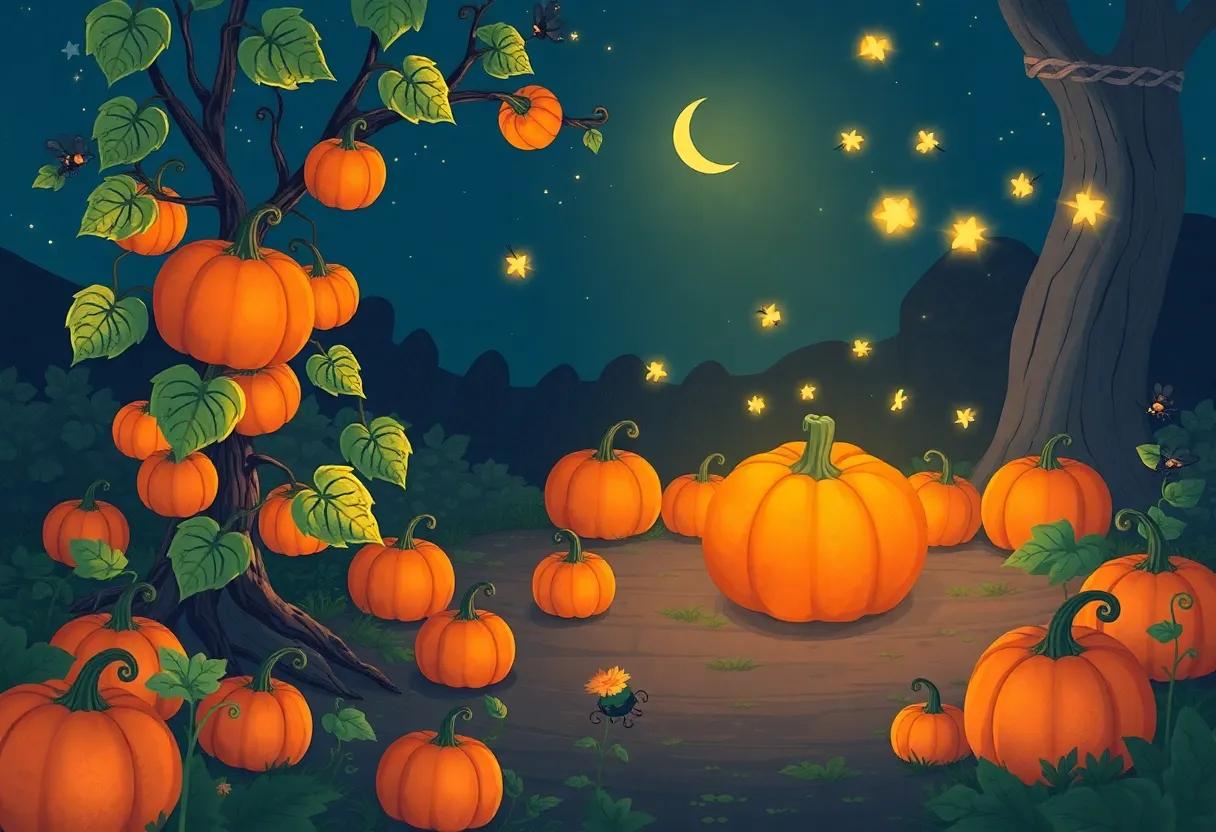 Twinkling ​Fireflies Gather⁢ Around the Cozy‌ Pumpkin Patch