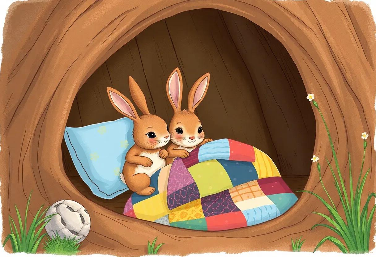 Rusty's​ cozy corner with a warm patchwork ​blanket