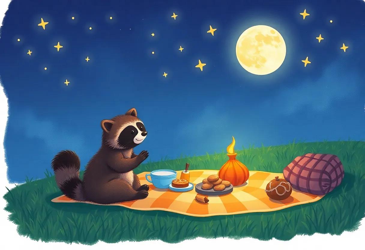 A Cozy Picnic Blanket Spread Beneath Twinkling Stars