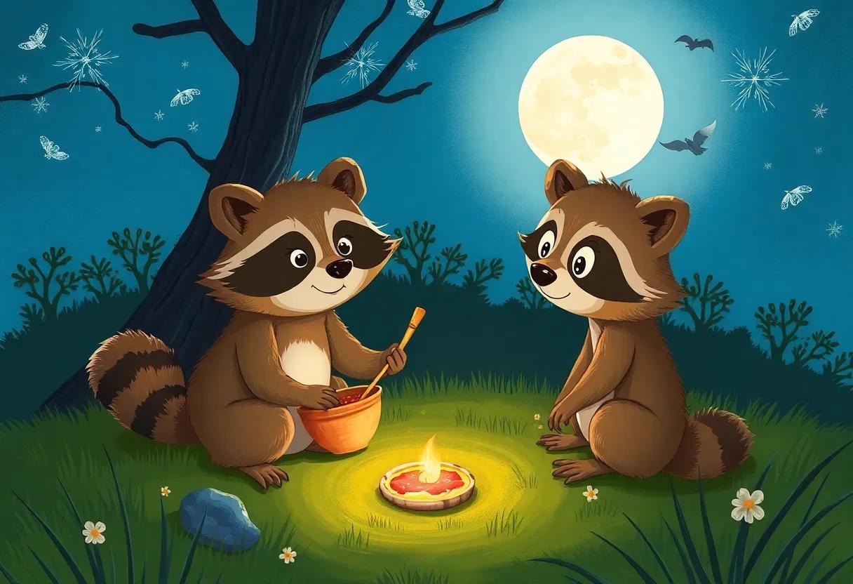 Rusty Raccoon's Sparkling Eyes Under the Silvery Moonlight