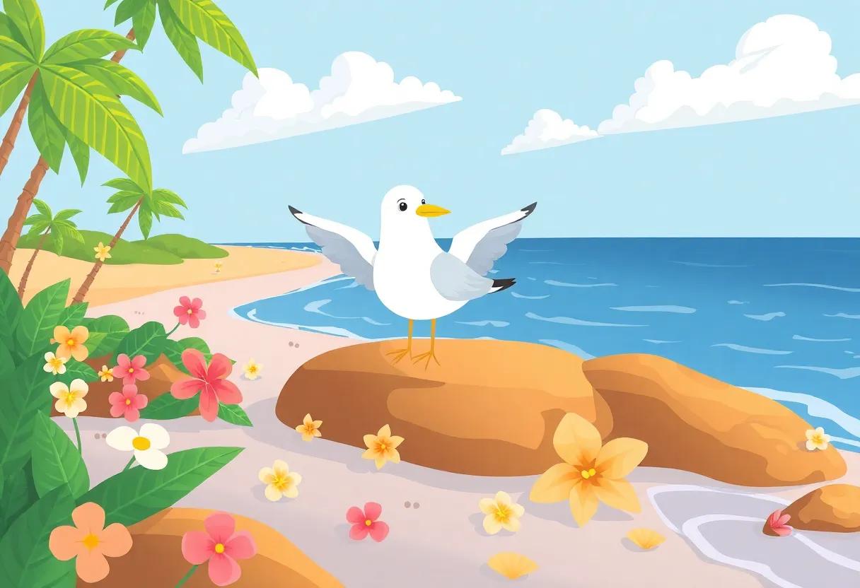 Sipping Sweet Nectar from Tropical Flowers‍ by the Shore