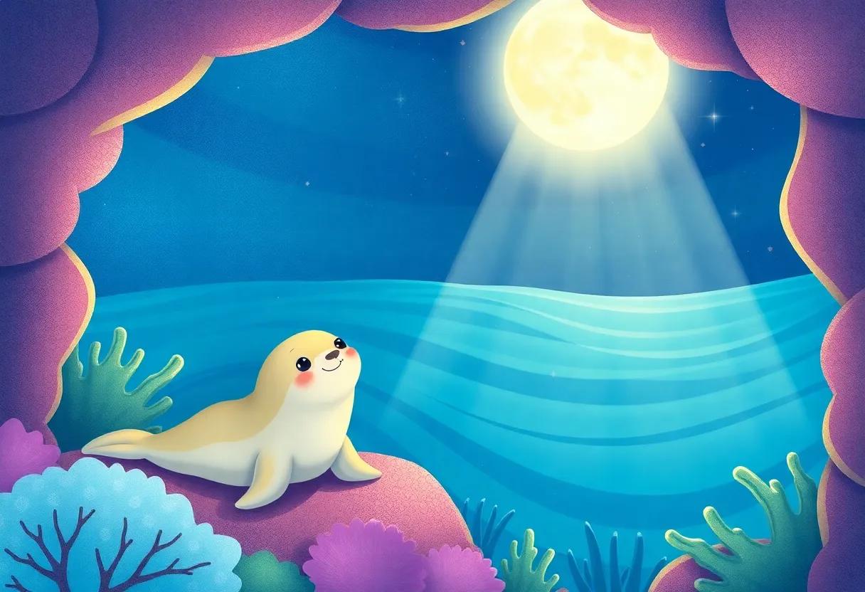 Moonbeams Guiding Sammy ​Through Coral Caves
