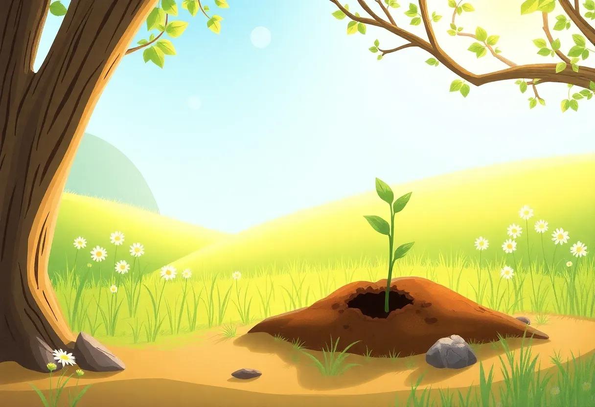 The Little Seedling Awakens in a ‌sunlit Meadow