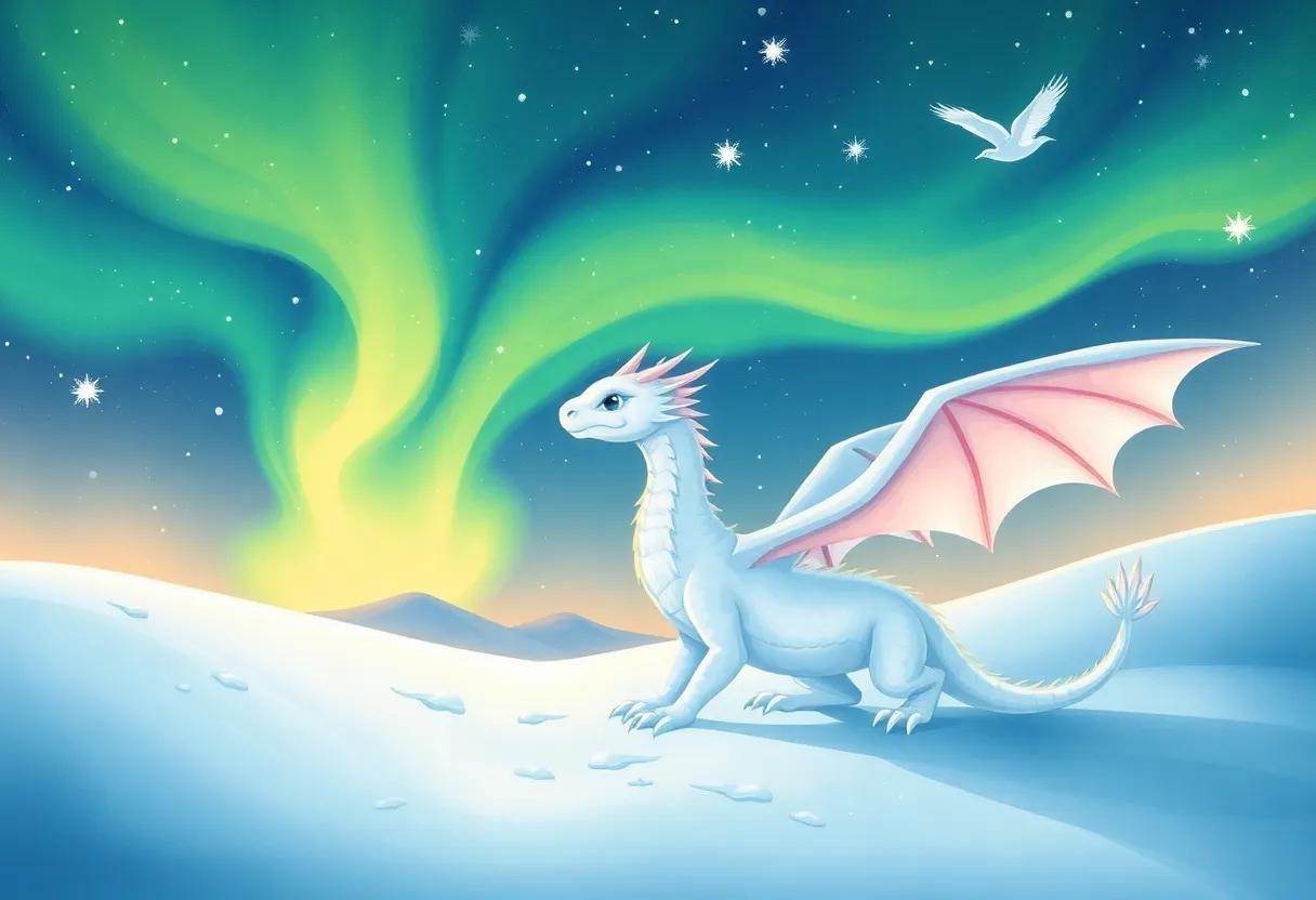 The Dance of the​ Northern Lights and Snow dragon's Flight