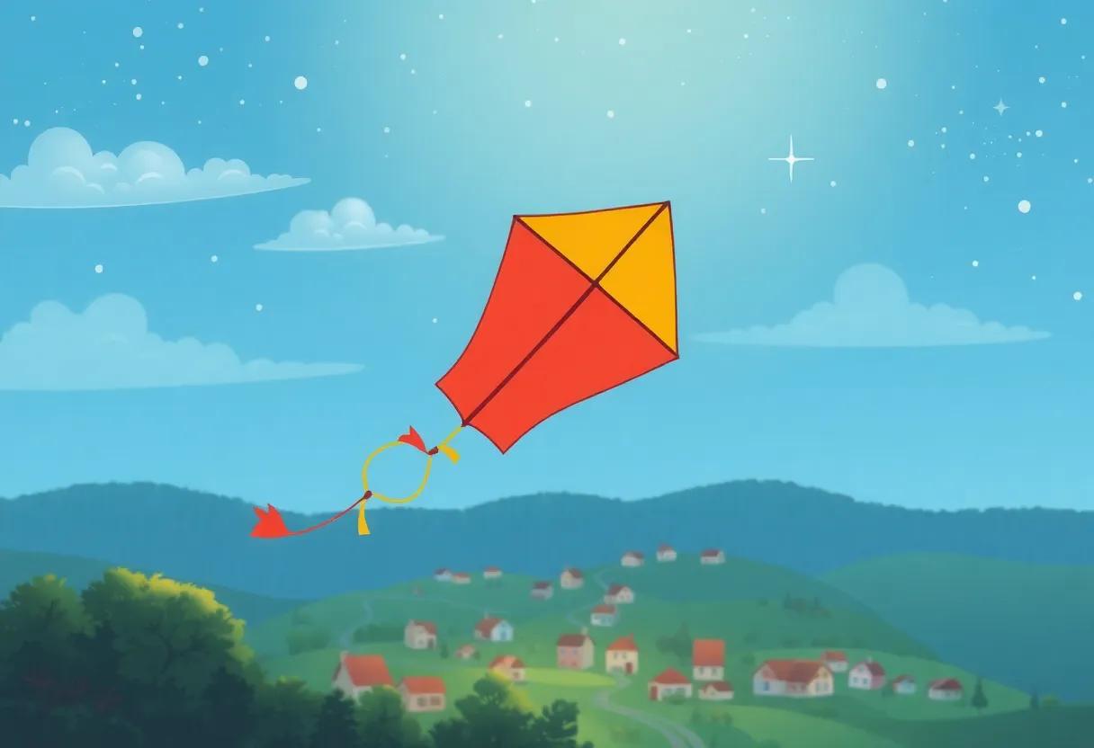 Drifting Over a Busy Village Below