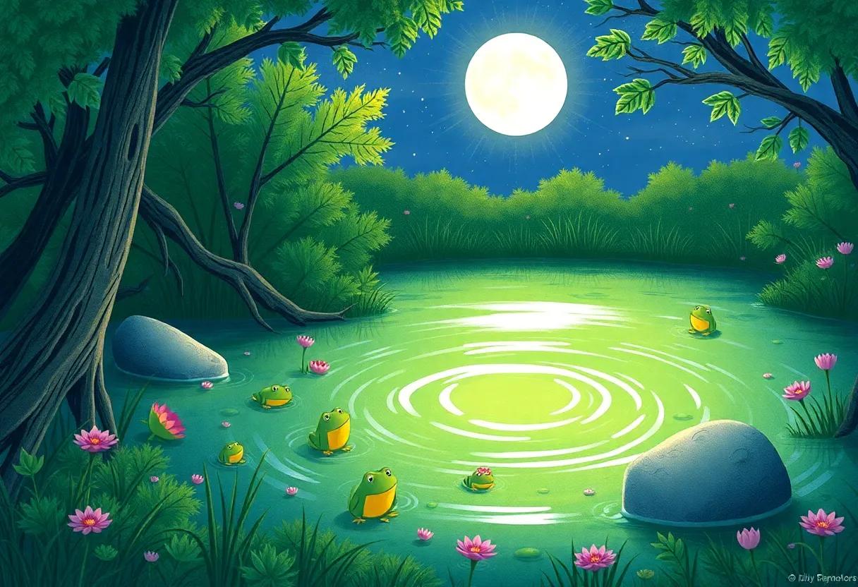 The Enchanted Pond Under the‌ Moonlight