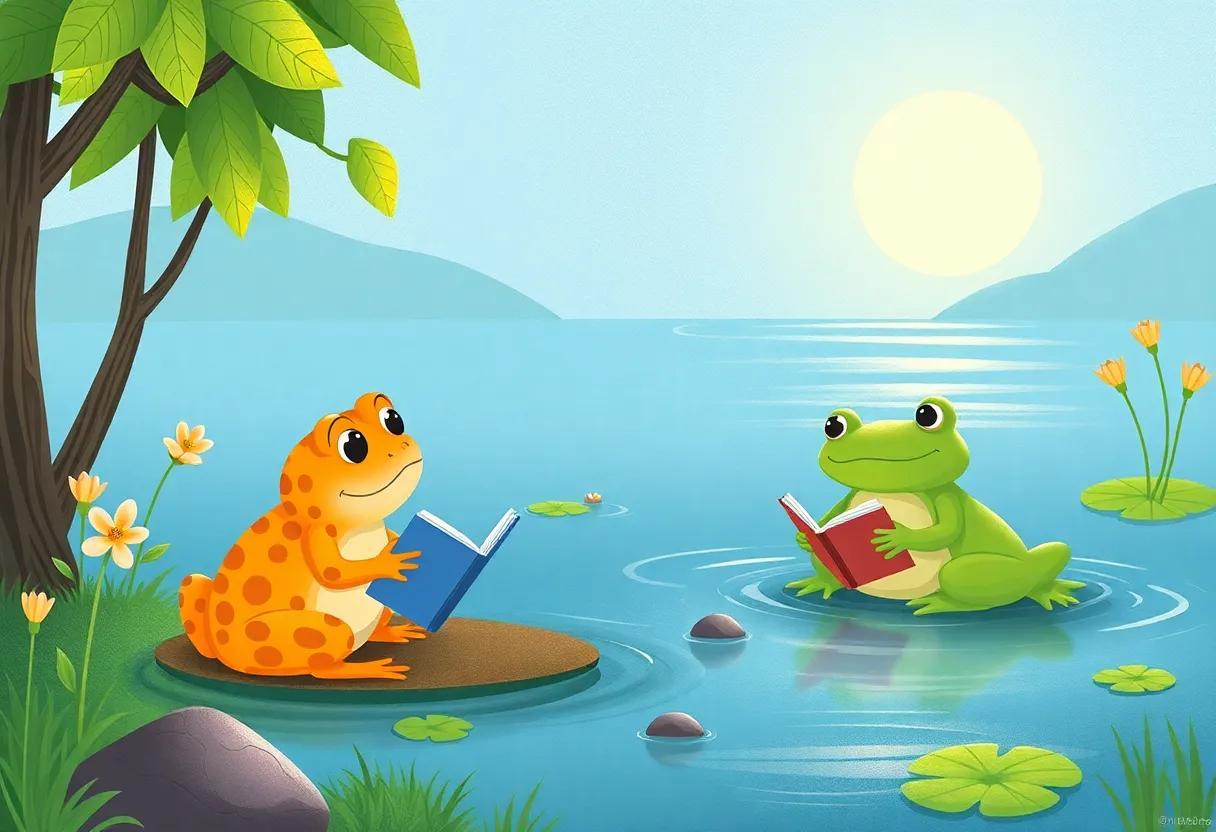 Froggy friends Sharing Stories by ​the ​Water