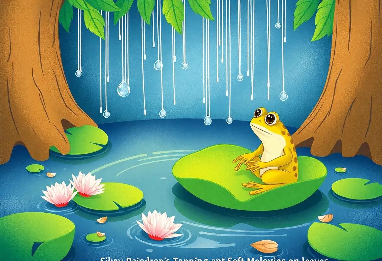 Silver Raindrops ‌Tapping Soft Melodies on leaves