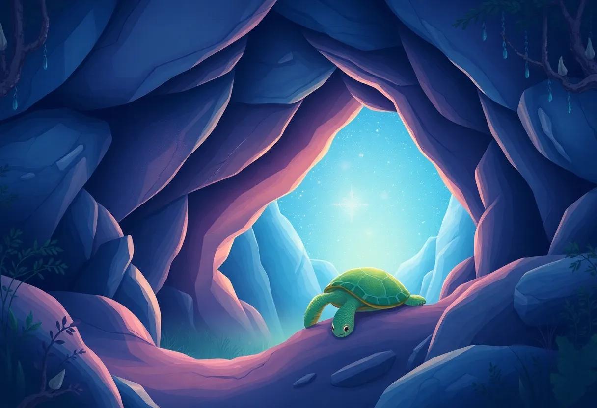 The Turtle's watchful Gaze Under the Starry Sky