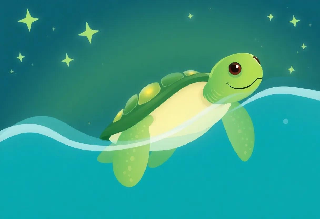 The Twinkling Turtle's Glowing Shell Illuminates the deep