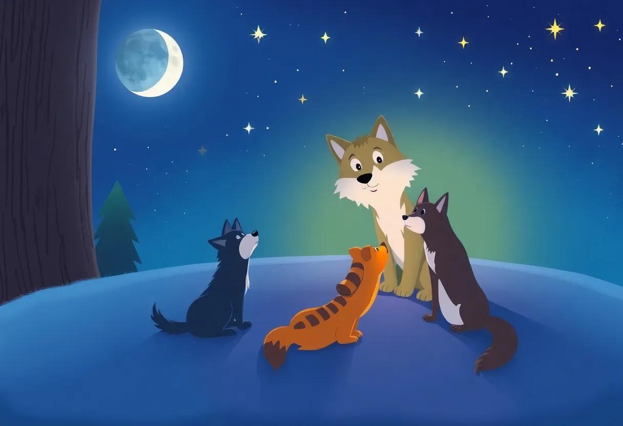 Wally Wolf Gathers His Friends for a Starry Night
