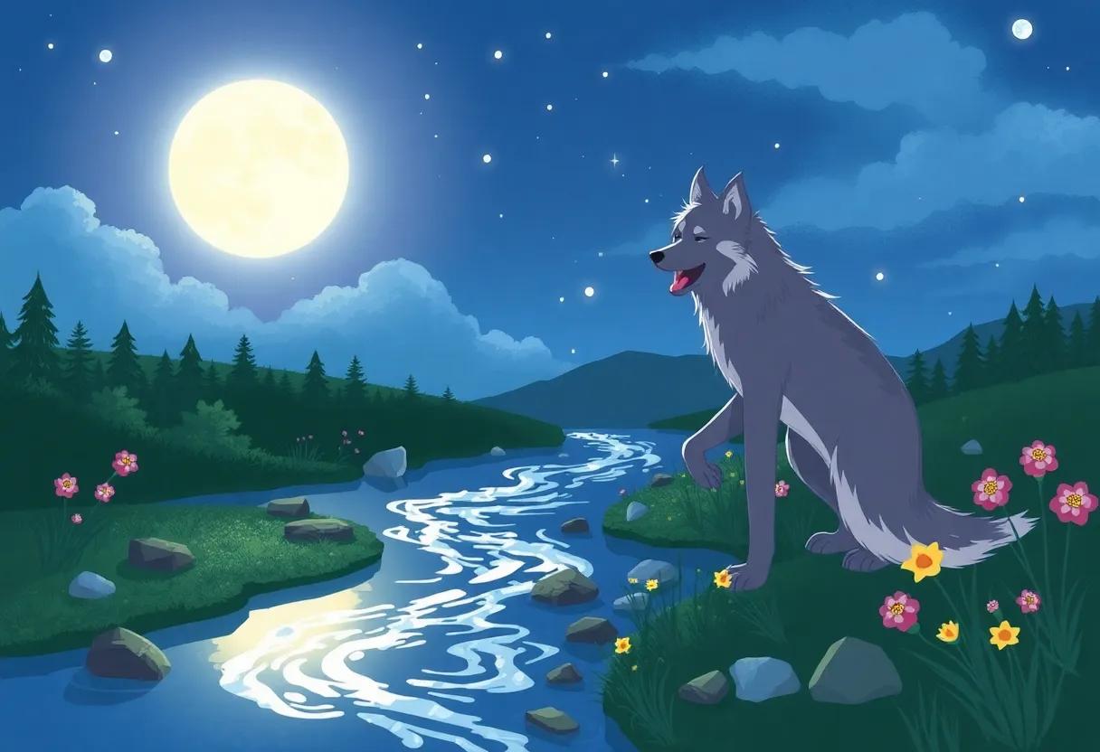 Moonlight Dancing on the Glittering Stream