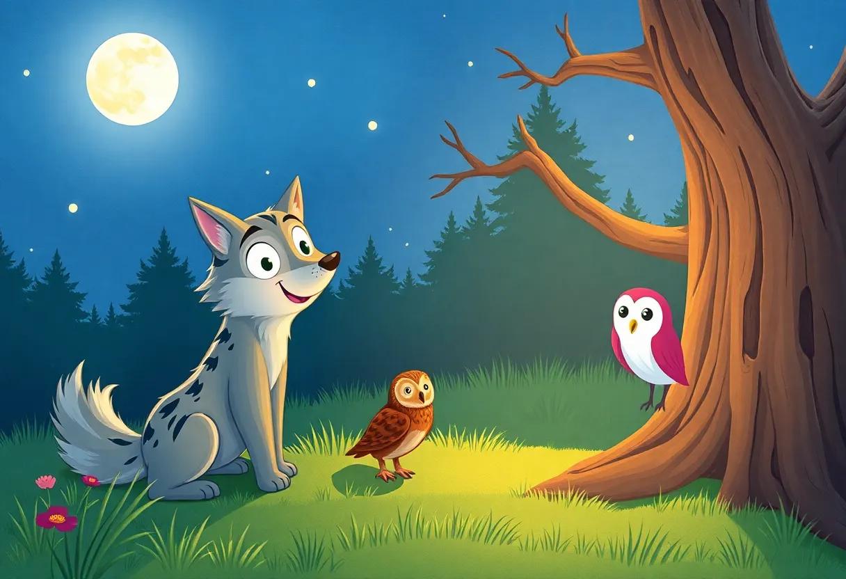 Meeting luna the Wise Owl in the Moonlit Clearing