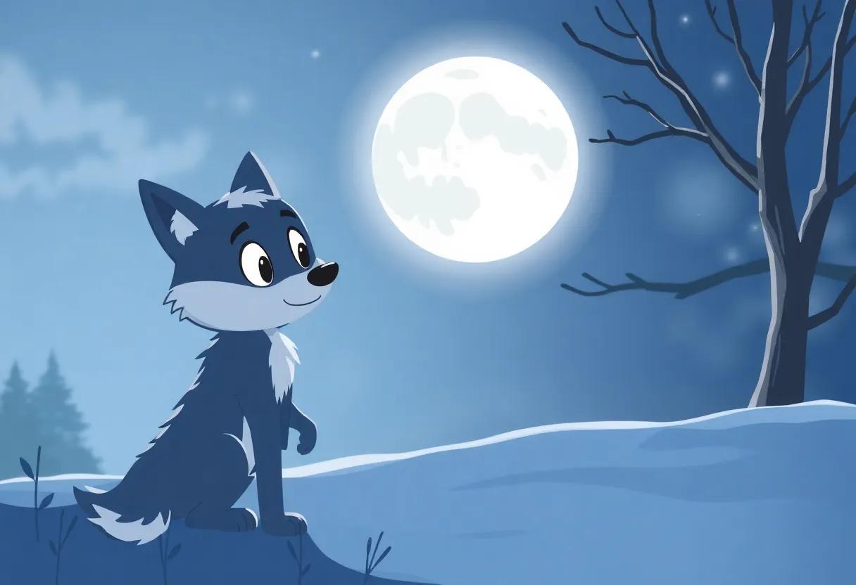 Wally Wolf Peeks Out Under the Silvery Moonlight