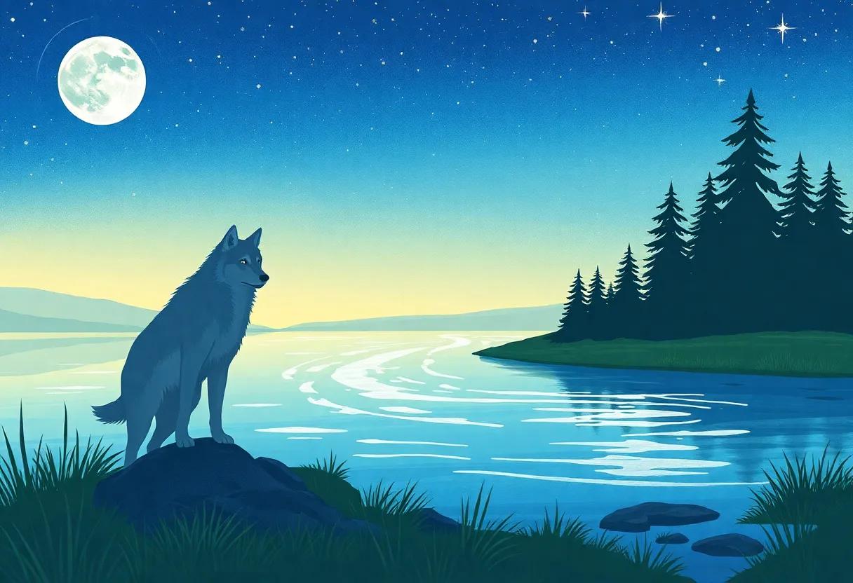 The‍ Lone⁣ wolf‍ Beneath the Starry Sky