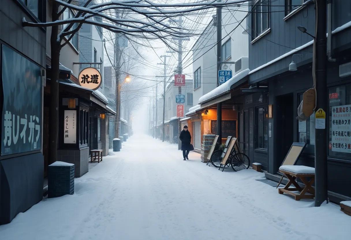 Exploring the themes of solitude and connection in the midst of snow-covered streets and quiet moments