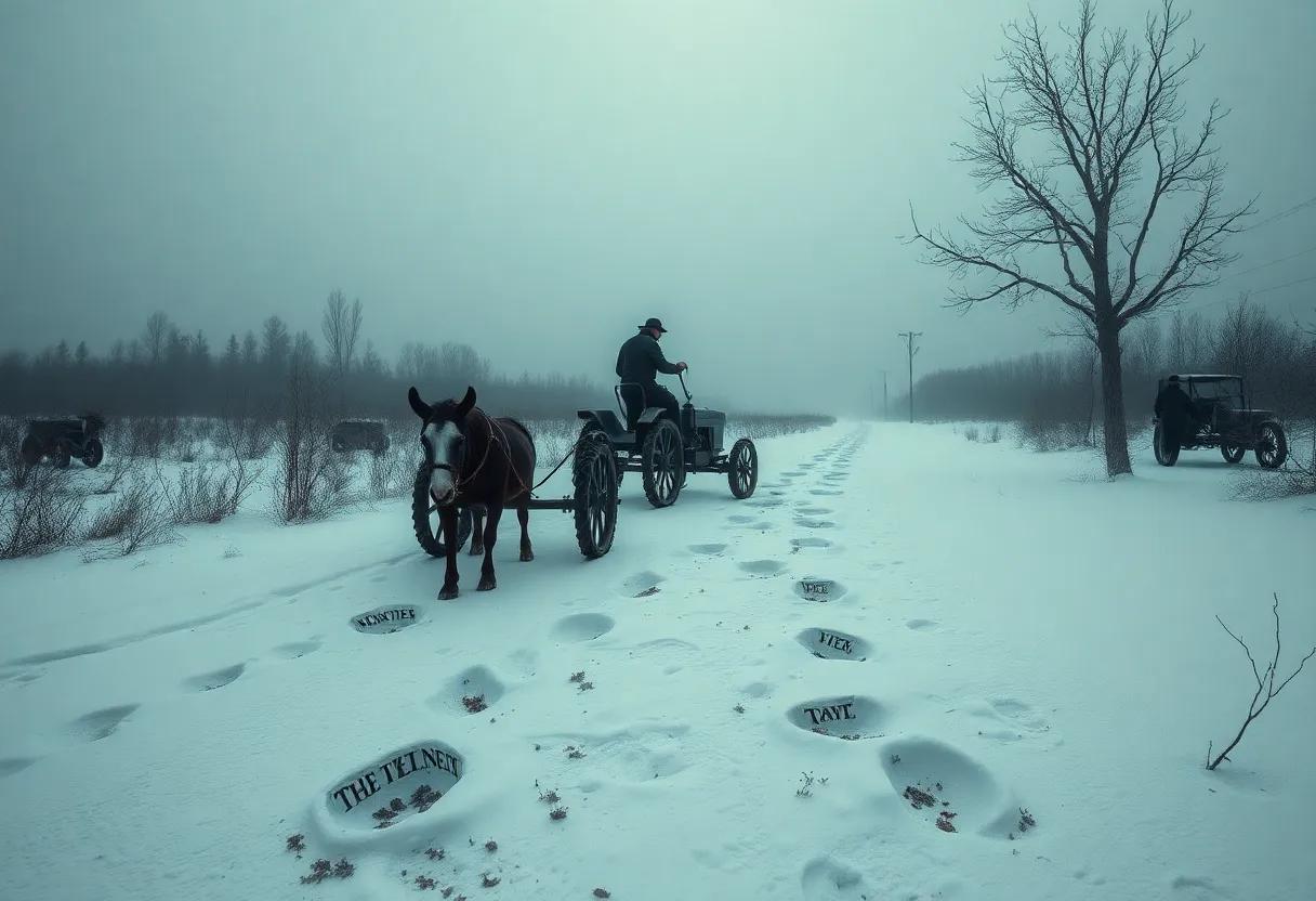 Animal presence and eerie omens portrayed through tracks fur and lingering scents