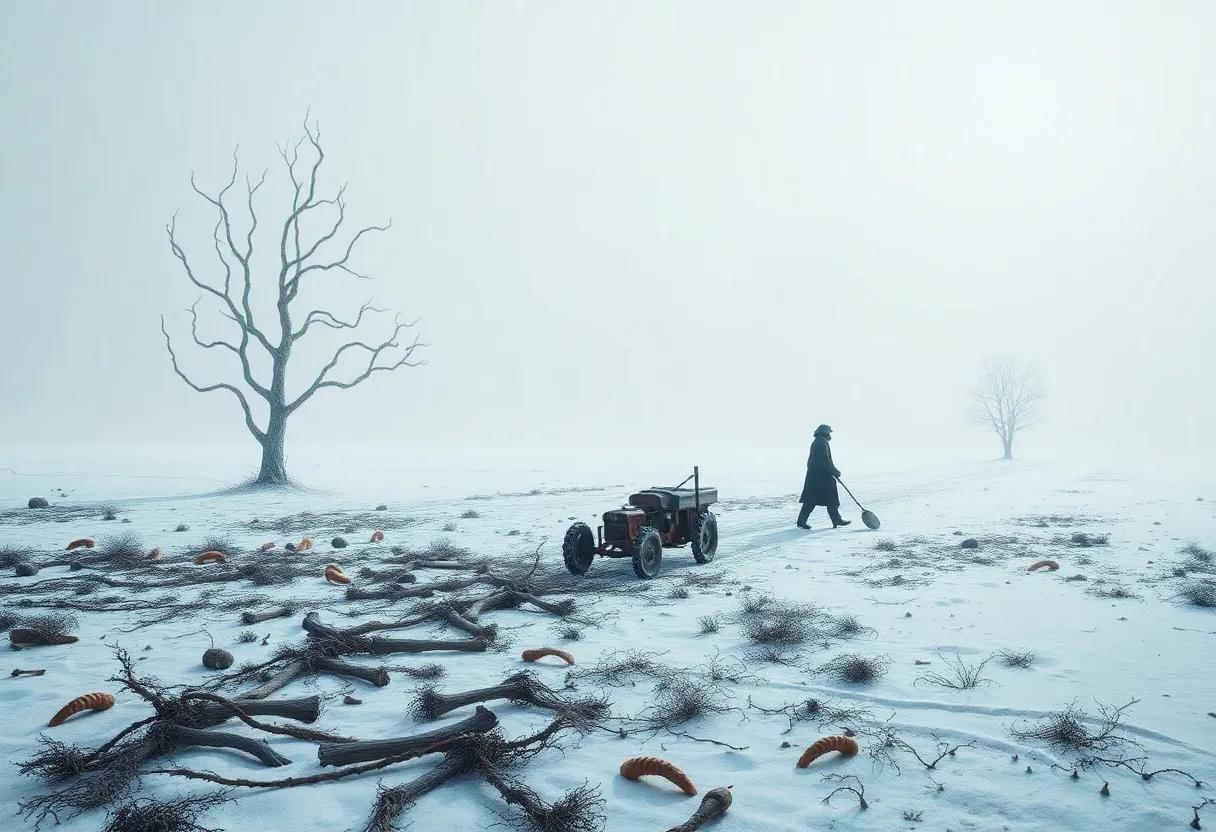 Unsettling humor mingling with quiet menace around the frozen edge of daily life