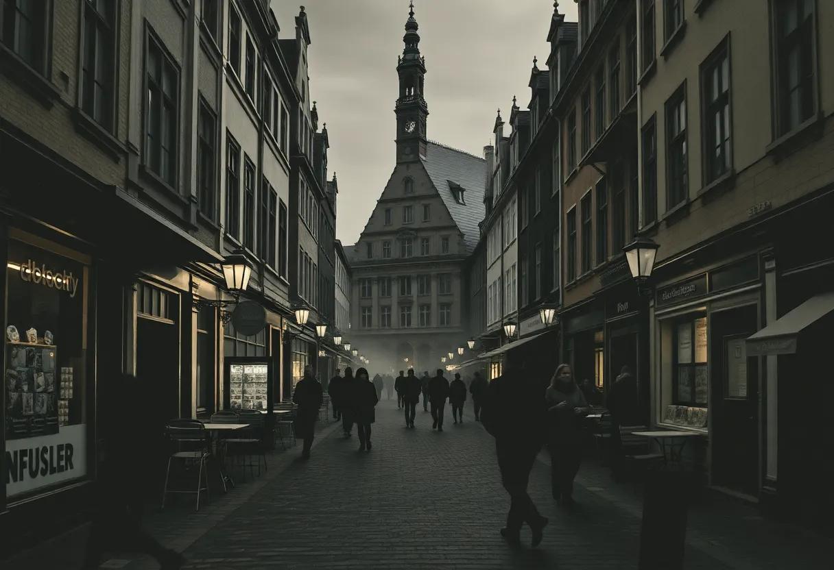 A bustling⁣ sixteenth century Antwerp street alive with smells and political tension