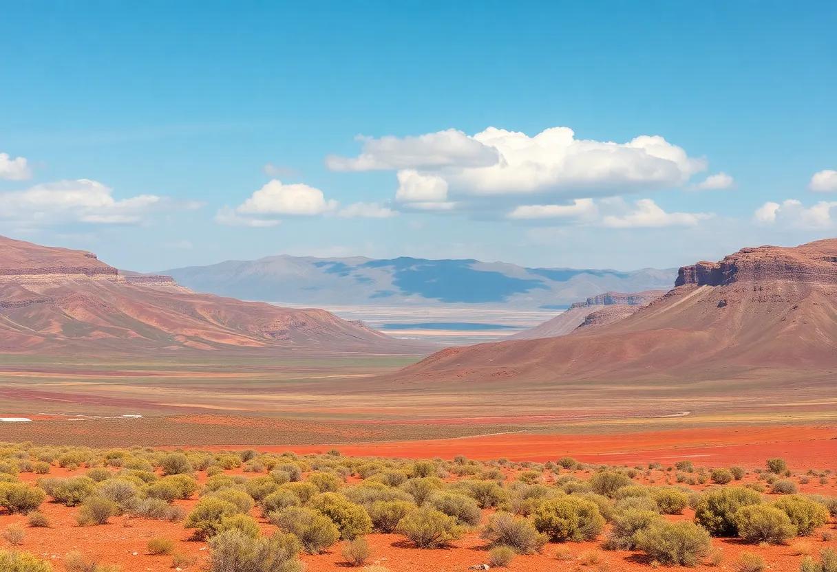 Wild Pliocene landscapes painted in vivid color where ancient creatures roam freely