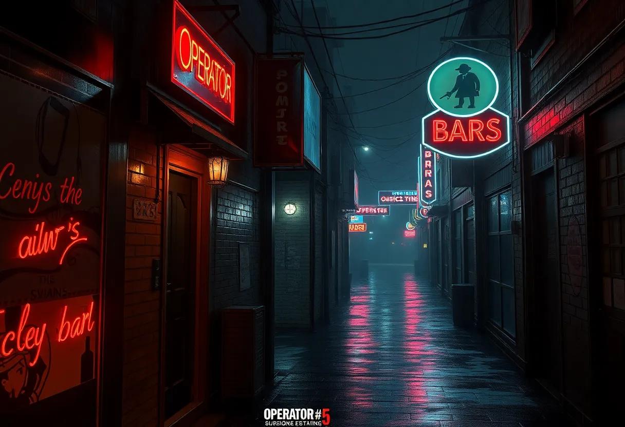 Atmosphere and setting with rain slick alleys smoky bars and broken neon signs