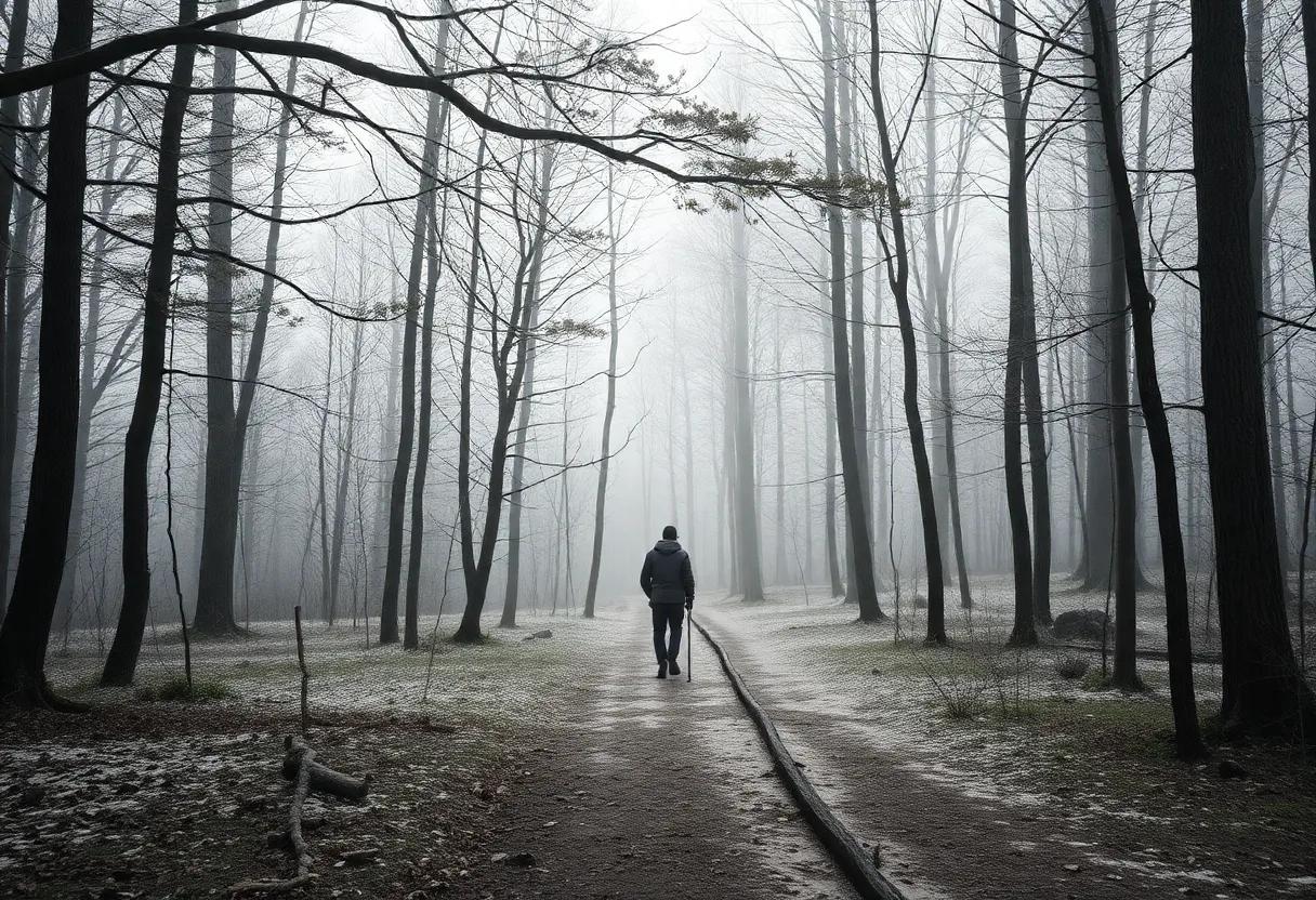 A quiet man caught between longing and stubborn reserve on forest ⁣paths