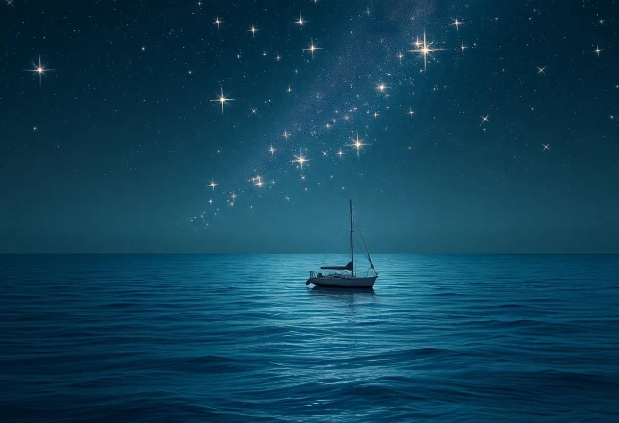 Solitary nights at sea with a tiny boat under a sky full of indifferent stars
