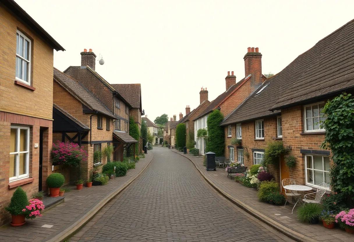 Cobblestone lanes and prim cottages that set the cozy English village scene